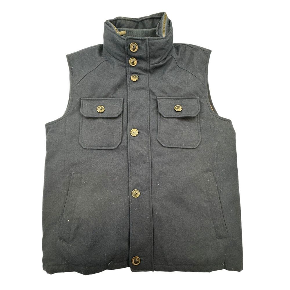 Rainforest Vest Mens L Navy Down Quilted Lined Membrane System Button Full Zip